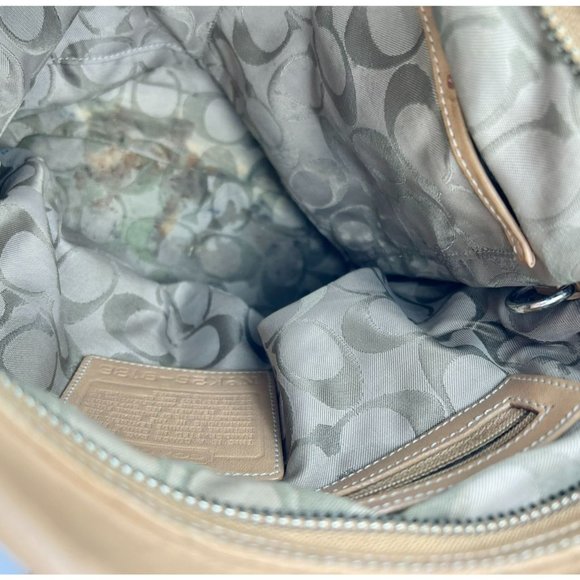 Coach Bucket Purse 11 x 10 x 3.5 Camel Leather Zip Closure Adjustable Strap - Picture 10 of 11